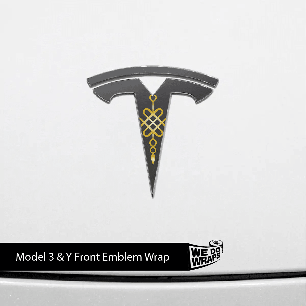 Lucky Knot Tesla Emblem Decals (Front + Back) | Model 3 - Tesla Emblems