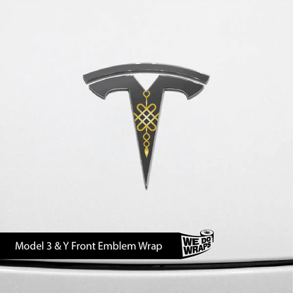Lucky Knot Tesla Emblem Decals (Front + Back) | Model 3 - Tesla Emblems