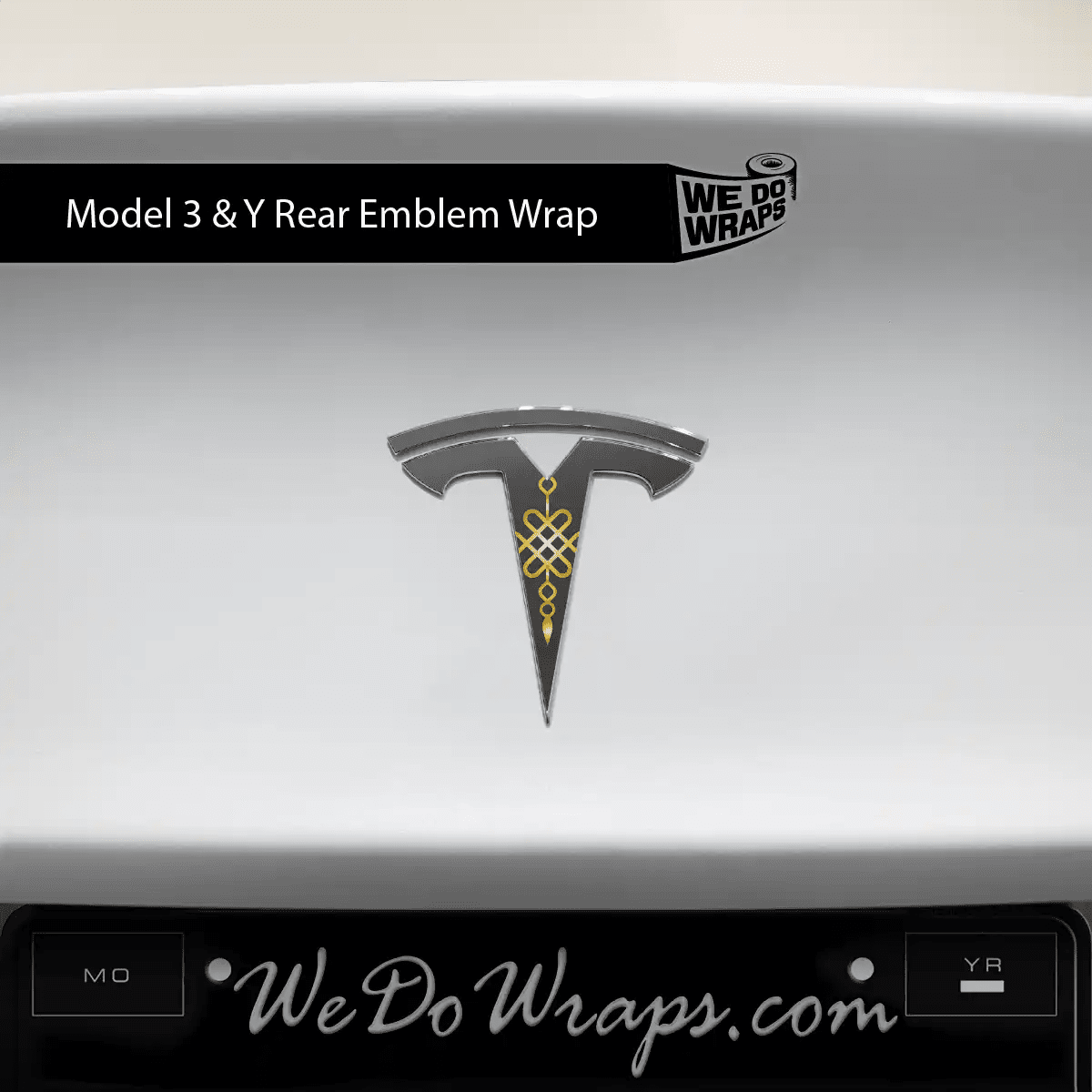 Lucky Knot Tesla Emblem Decals (Front + Back) | Model 3 - Tesla Emblems