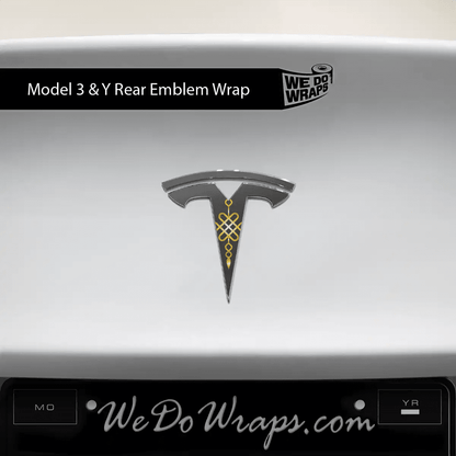 Lucky Knot Tesla Emblem Decals (Front + Back) | Model 3 - Tesla Emblems