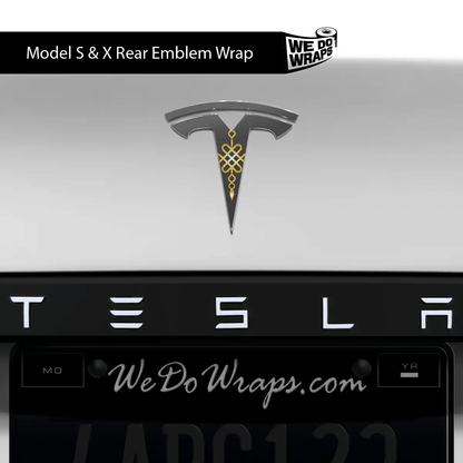 Lucky Knot Tesla Emblem Decals (Front + Back) | Model X - Tesla Emblems