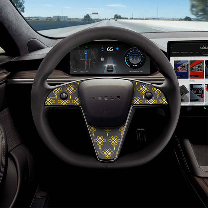 Lucky Knot Tesla Steering Wheel Trim Decal Kit (3pcs) | MX Feb 2021+ - Tesla Emblems