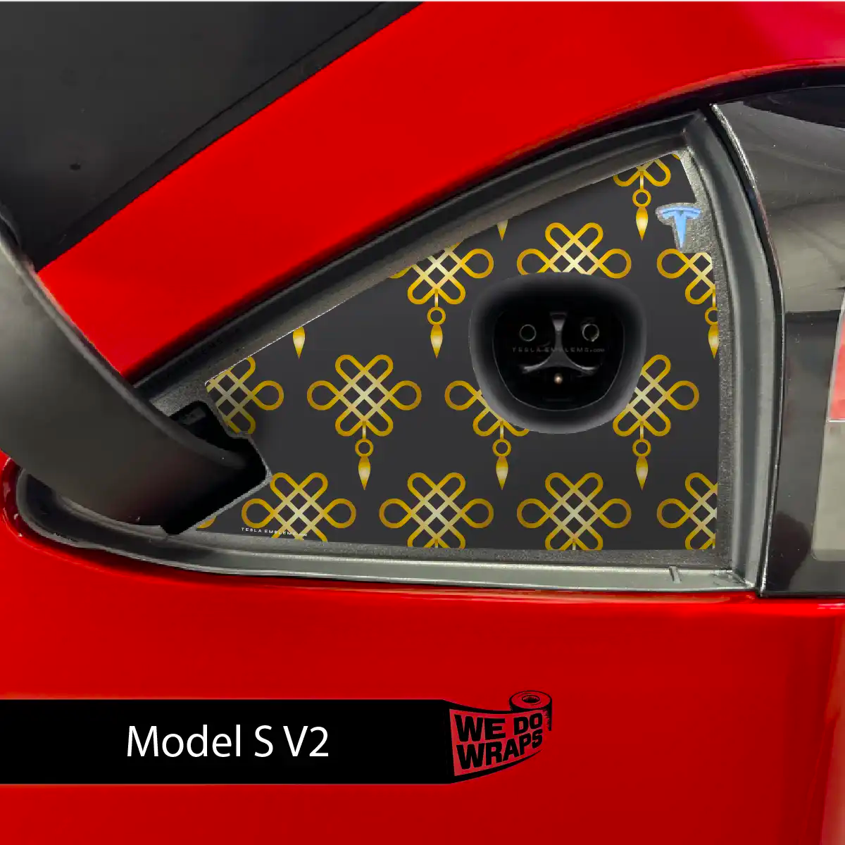 Lucky Knot Tesla Charge Port Wrap | Model S - Tesla Emblems