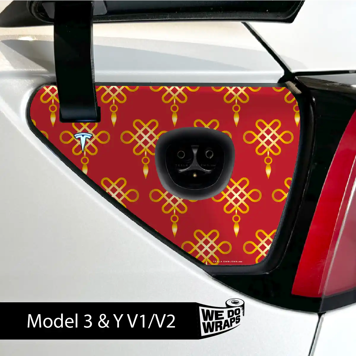 Lucky Knot Tesla Charge Port Wrap | Model 3 - Tesla Emblems
