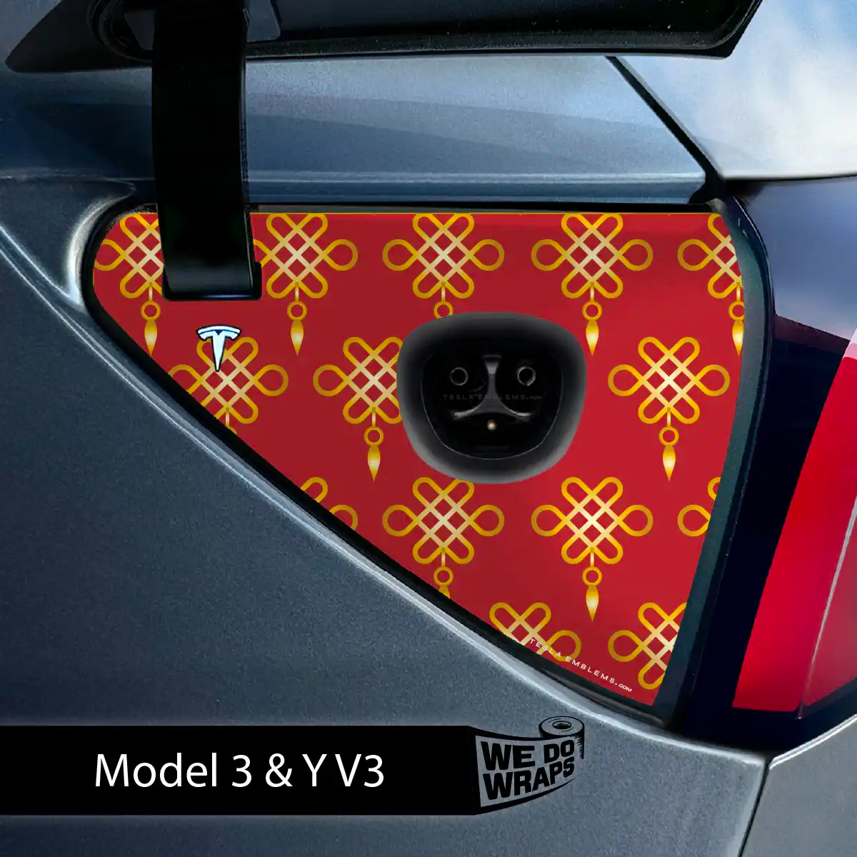 Lucky Knot Tesla Charge Port Wrap | Model 3 - Tesla Emblems