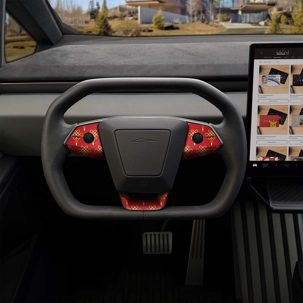 Lucky Knot Tesla Steering Wheel Trim Decal Kit (3pcs) | Cybertruck - Tesla Emblems