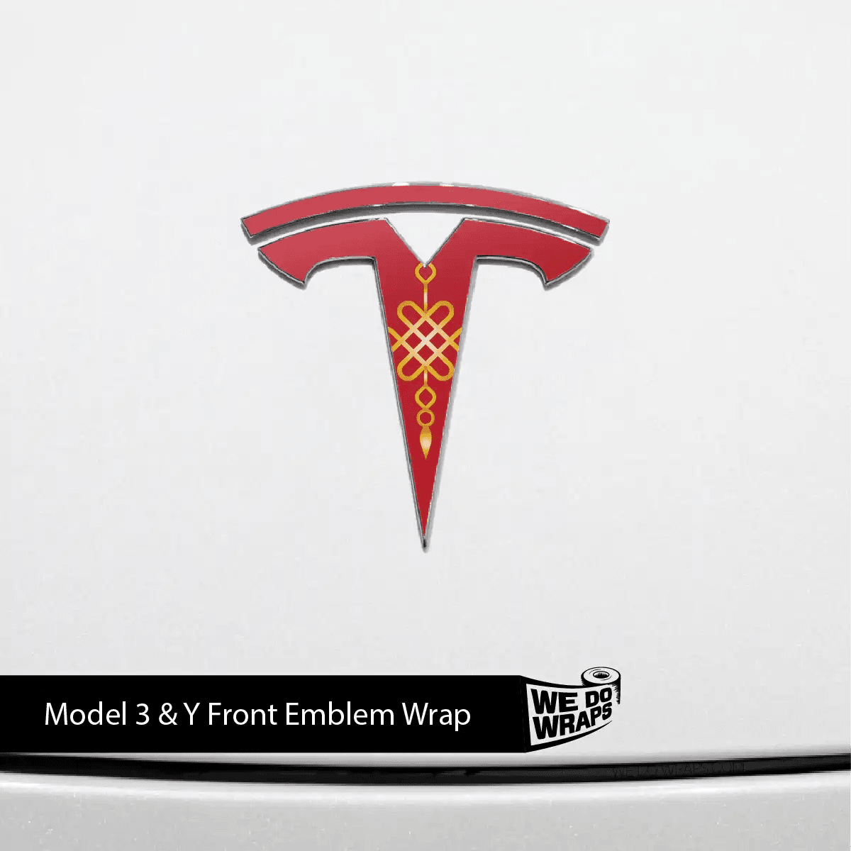 Lucky Knot Tesla Emblem Decals (Front + Back) | Model 3 - Tesla Emblems