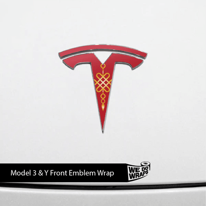 Lucky Knot Tesla Emblem Decals (Front + Back) | Model 3 - Tesla Emblems