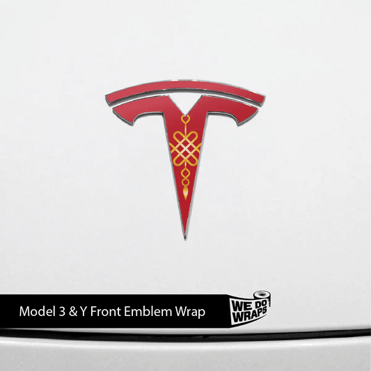 Lucky Knot Tesla Emblem Decals (Front + Back) | Model 3 - Tesla Emblems