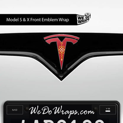 Lucky Knot Tesla Emblem Decals (Front + Back) | Model X - Tesla Emblems