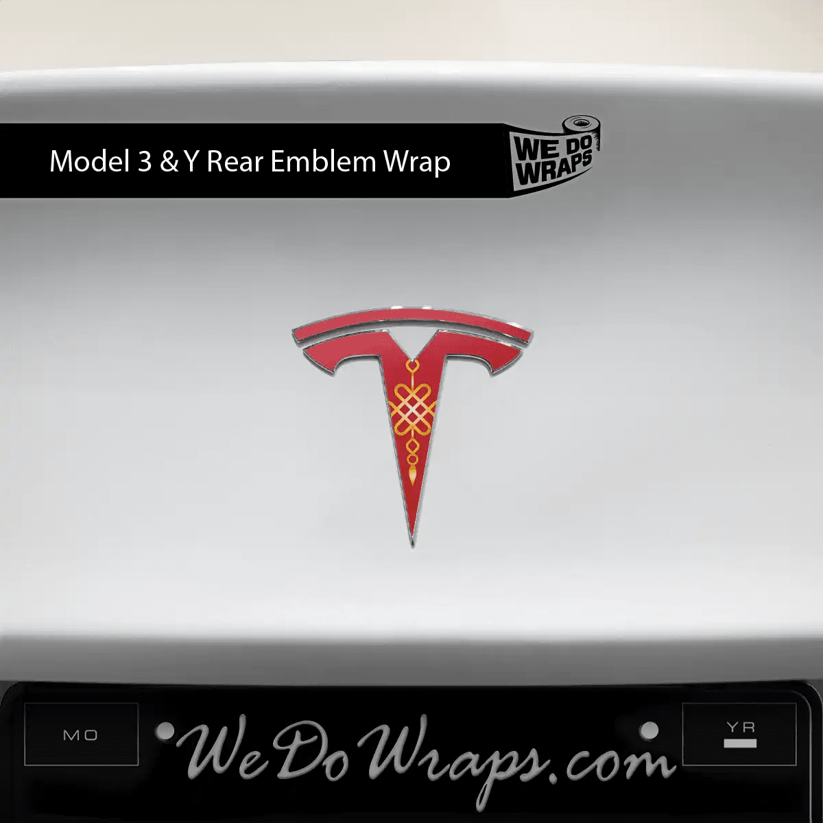 Lucky Knot Tesla Emblem Decals (Front + Back) | Model 3 - Tesla Emblems