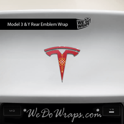 Lucky Knot Tesla Emblem Decals (Front + Back) | Model 3 - Tesla Emblems