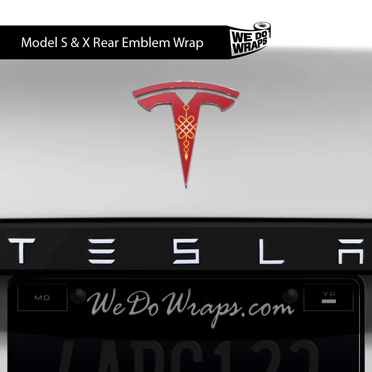 Lucky Knot Tesla Emblem Decals (Front + Back) | Model X - Tesla Emblems
