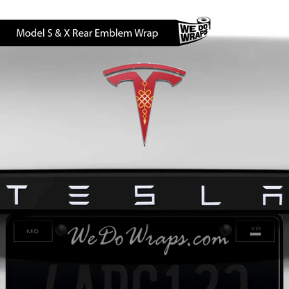 Lucky Knot Tesla Emblem Decals (Front + Back) | Model X - Tesla Emblems