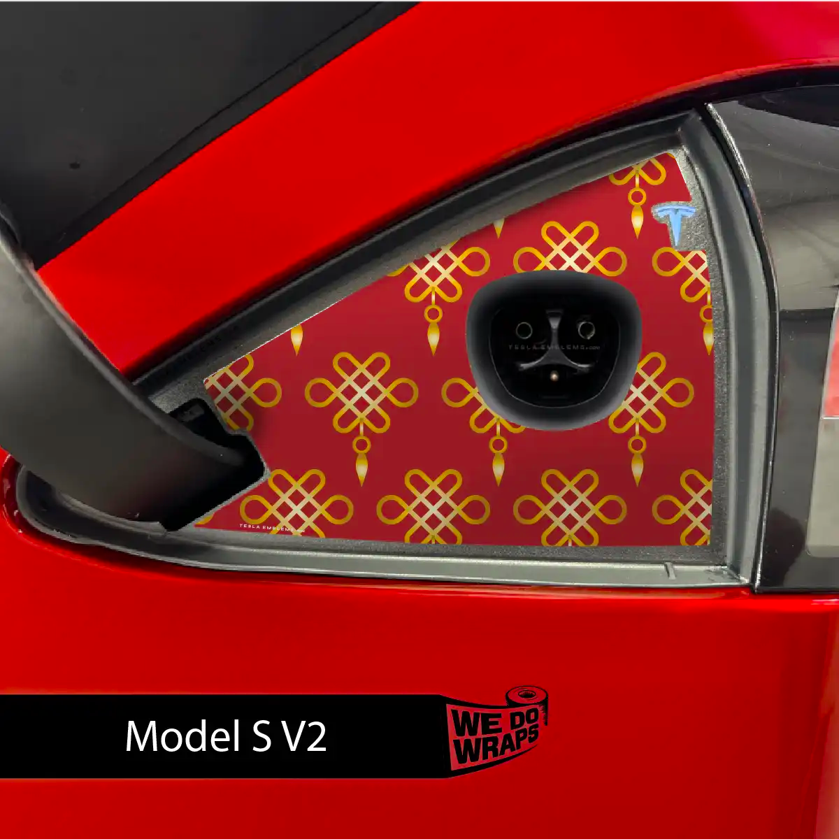 Lucky Knot Tesla Charge Port Wrap | Model S - Tesla Emblems
