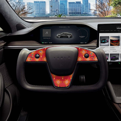 Lucky Knot Tesla Steering Wheel Trim Decal Kit (3pcs) | MX Feb 2021+ - Tesla Emblems