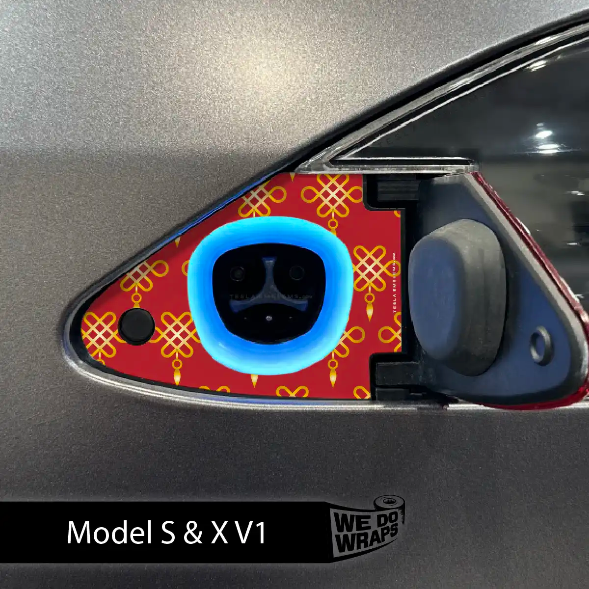 Lucky Knot Tesla Charge Port Wrap | Model S - Tesla Emblems
