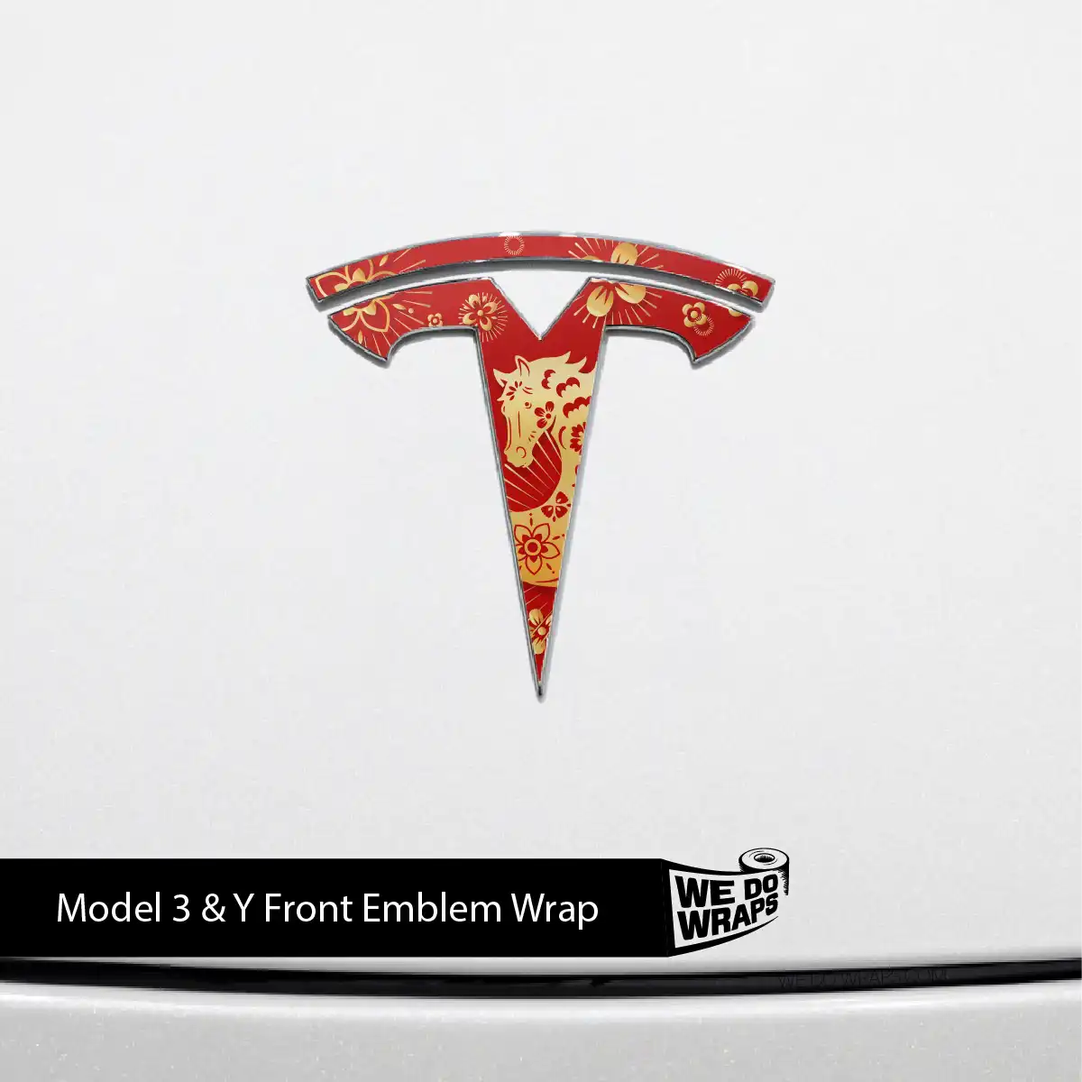Year of the Horse Tesla Emblem Decals (Front + Back) | Model Y - Tesla Emblems