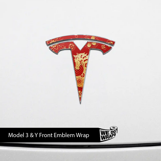 Year of the Horse Tesla Emblem Decals (Front + Back) | Model Y - Tesla Emblems