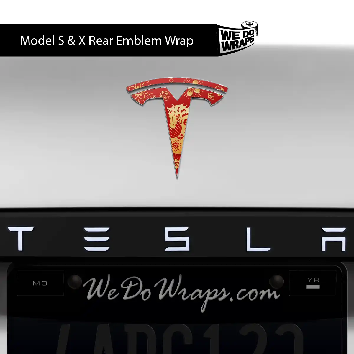 Year of the Horse Tesla Emblem Decals (Front + Back) | Model S - Tesla Emblems