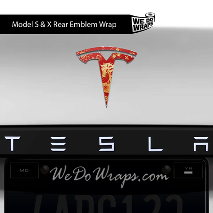 Year of the Horse Tesla Emblem Decals (Front + Back) | Model S - Tesla Emblems