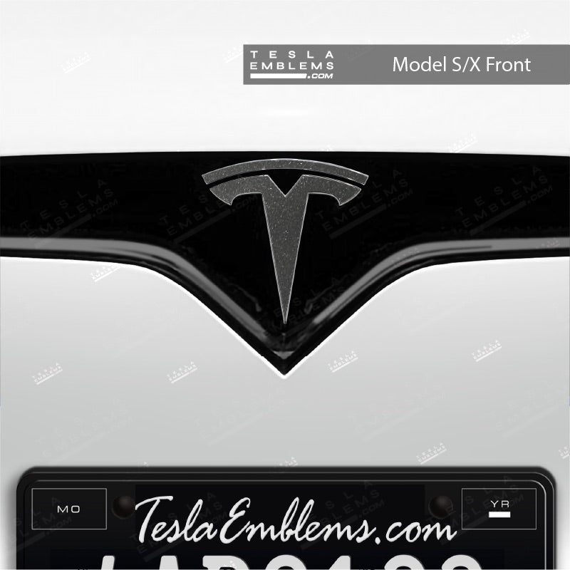 3M Matte Black Metallic Tesla Emblem Decals (Front + Back)