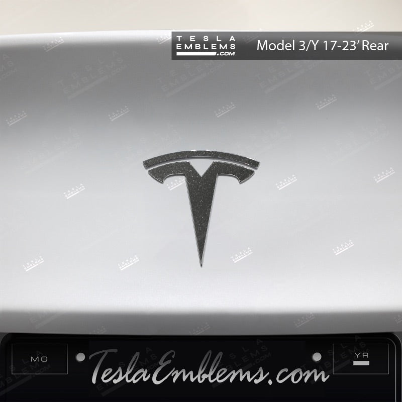 3M Matte Black Metallic Tesla Emblem Decals (Front + Back) – Tesla Emblems