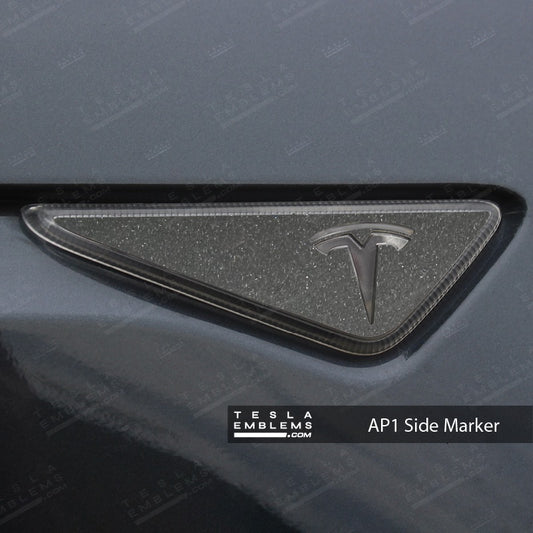 3M Matte Black Metallic Tesla Side Marker Decals (2pcs) - Tesla Emblems