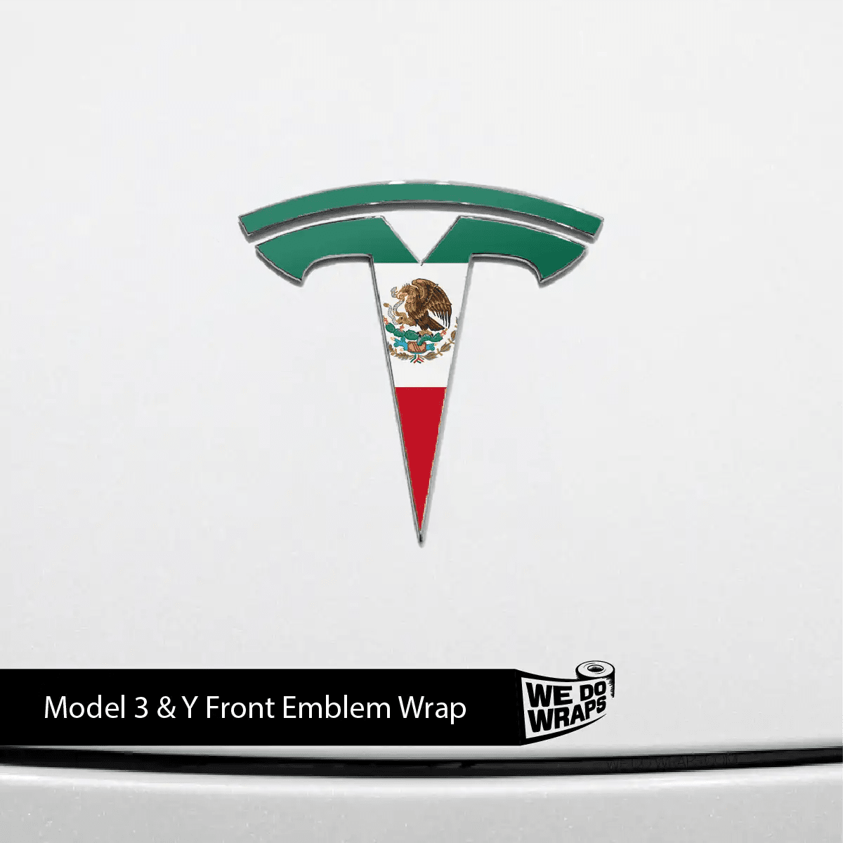 Mexican Flag Tesla Emblem Decals (Front + Back) | Model Y - Tesla Emblems