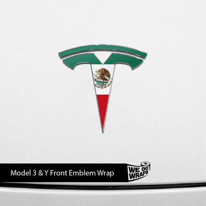 Mexican Flag Tesla Emblem Decals (Front + Back) | Model Y - Tesla Emblems