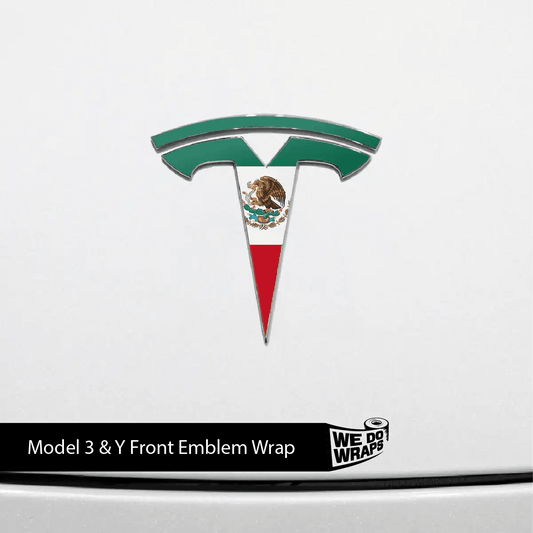 Mexican Flag Tesla Emblem Decals (Front + Back) | Model Y - Tesla Emblems
