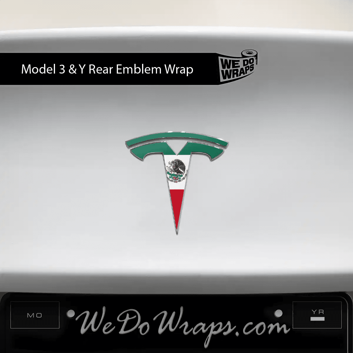 Mexican Flag Tesla Emblem Decals (Front + Back) | Model Y - Tesla Emblems