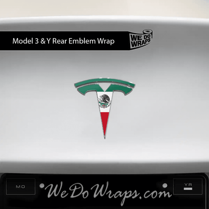 Mexican Flag Tesla Emblem Decals (Front + Back) | Model Y - Tesla Emblems