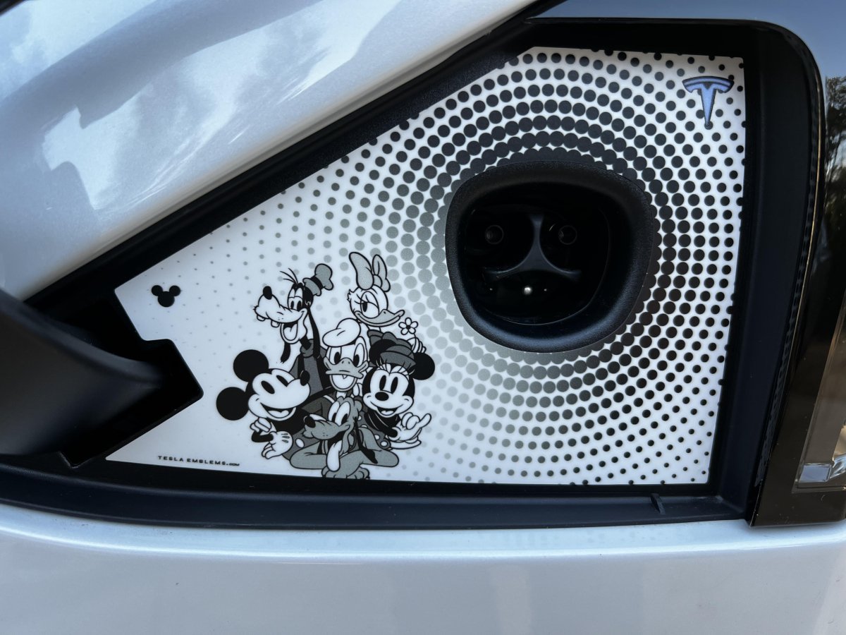 Retro Mickey & Friends Tesla Charge Port Wrap - Tesla Emblems