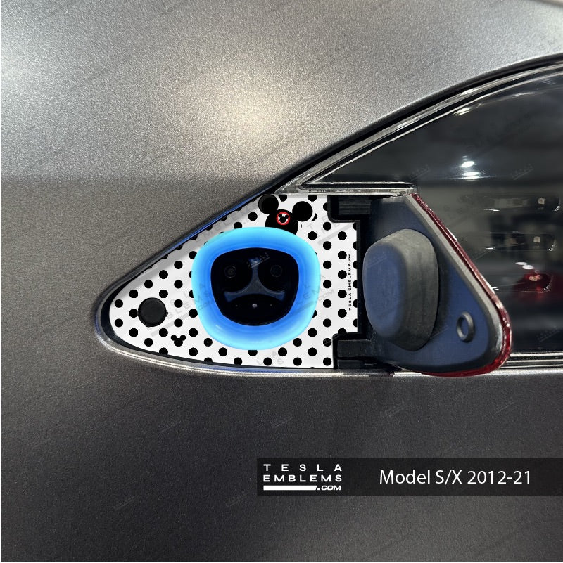 Mouse Ears Tesla Charge Port Wrap - Tesla Emblems