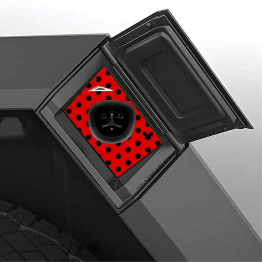 Mickey Red Polkadots Tesla Charge Port Wrap - Tesla Emblems