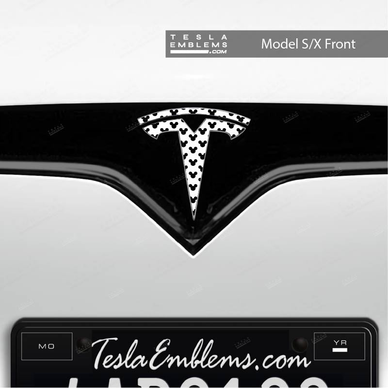 Mickey Tesla Emblem Decals (Front + Back) - Tesla Emblems