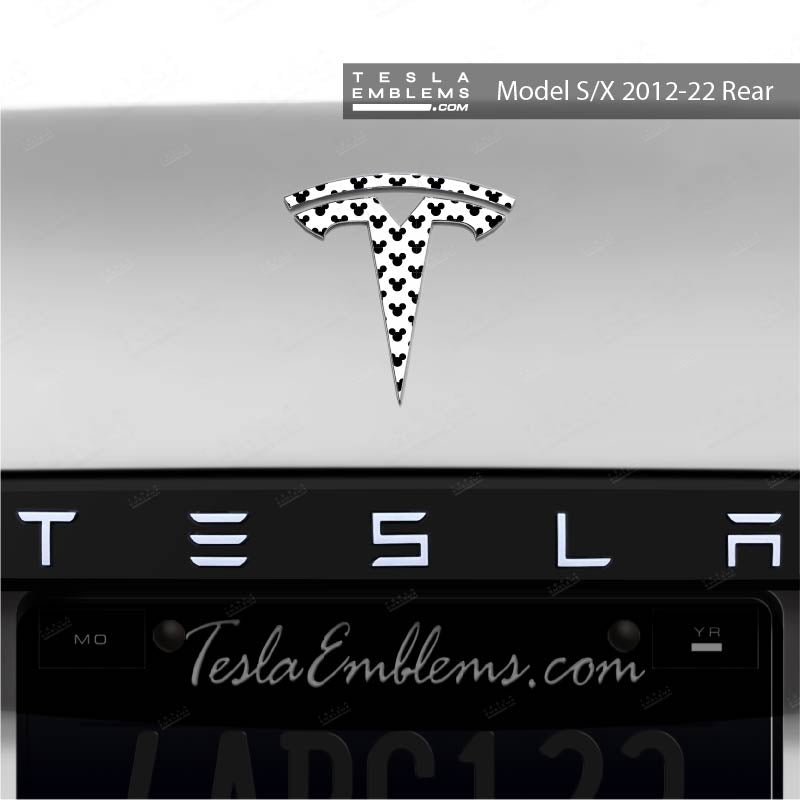 Mickey Tesla Emblem Decals (Front + Back) - Tesla Emblems