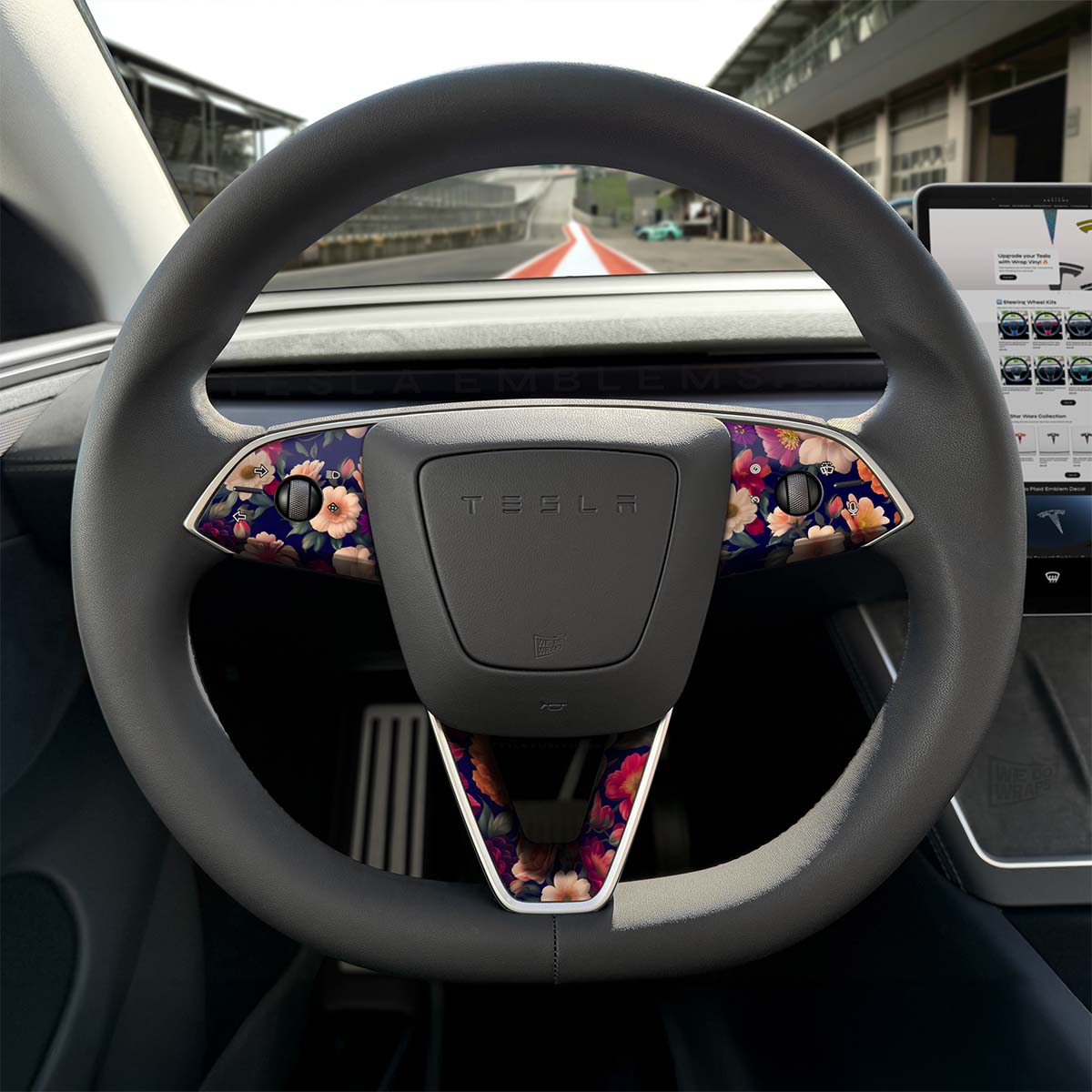 Midnight Bloom Tesla Steering Wheel Trim Decal Kit (3pcs) | M3 Feb 2024 - '25 Refresh - Tesla Emblems