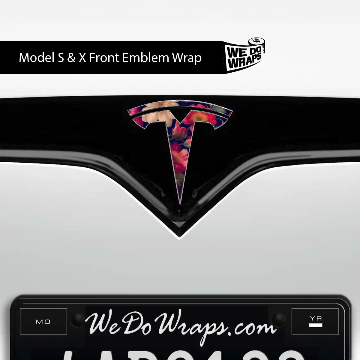 Midnight Bloom Tesla Emblem Decals (Front + Back) | Model S - Tesla Emblems