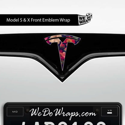 Midnight Bloom Tesla Emblem Decals (Front + Back) | Model S - Tesla Emblems