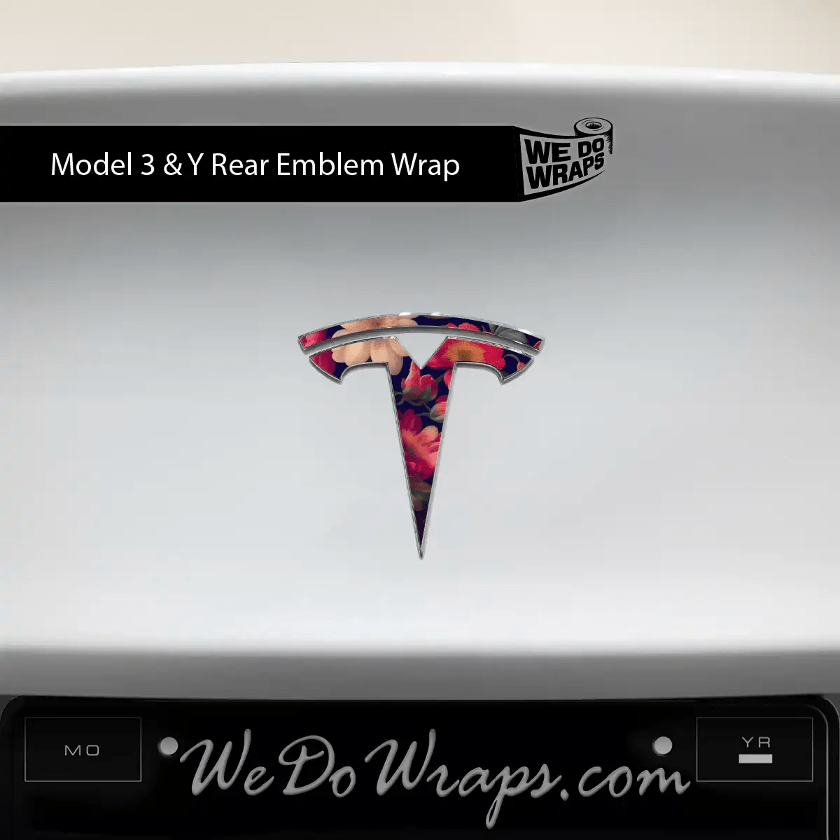 Midnight Bloom Tesla Emblem Decals (Front + Back) | Model Y - Tesla Emblems