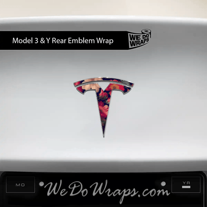 Midnight Bloom Tesla Emblem Decals (Front + Back) | Model Y - Tesla Emblems