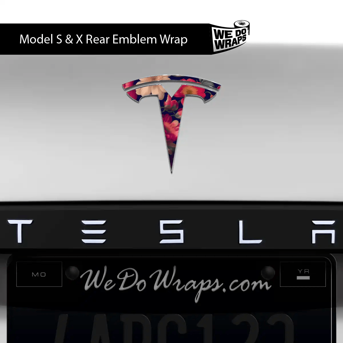 Midnight Bloom Tesla Emblem Decals (Front + Back) | Model S - Tesla Emblems