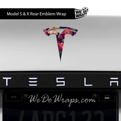 Midnight Bloom Tesla Emblem Decals (Front + Back) | Model S - Tesla Emblems
