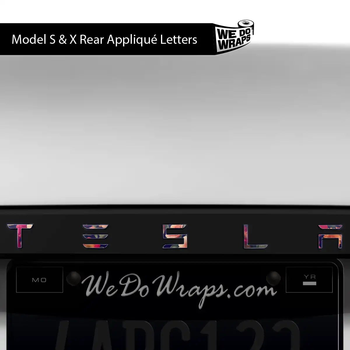 Midnight Bloom Tesla Emblem Decals (Front + Back) | Model X - Tesla Emblems