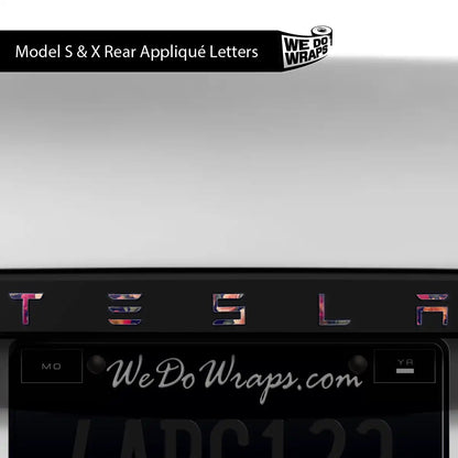 Midnight Bloom Tesla Emblem Decals (Front + Back) | Model X - Tesla Emblems