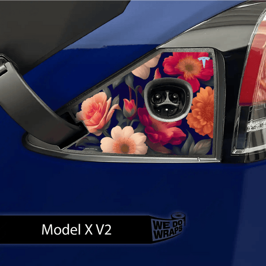 Midnight Bloom Tesla Charge Port Wrap | Model X - Tesla Emblems