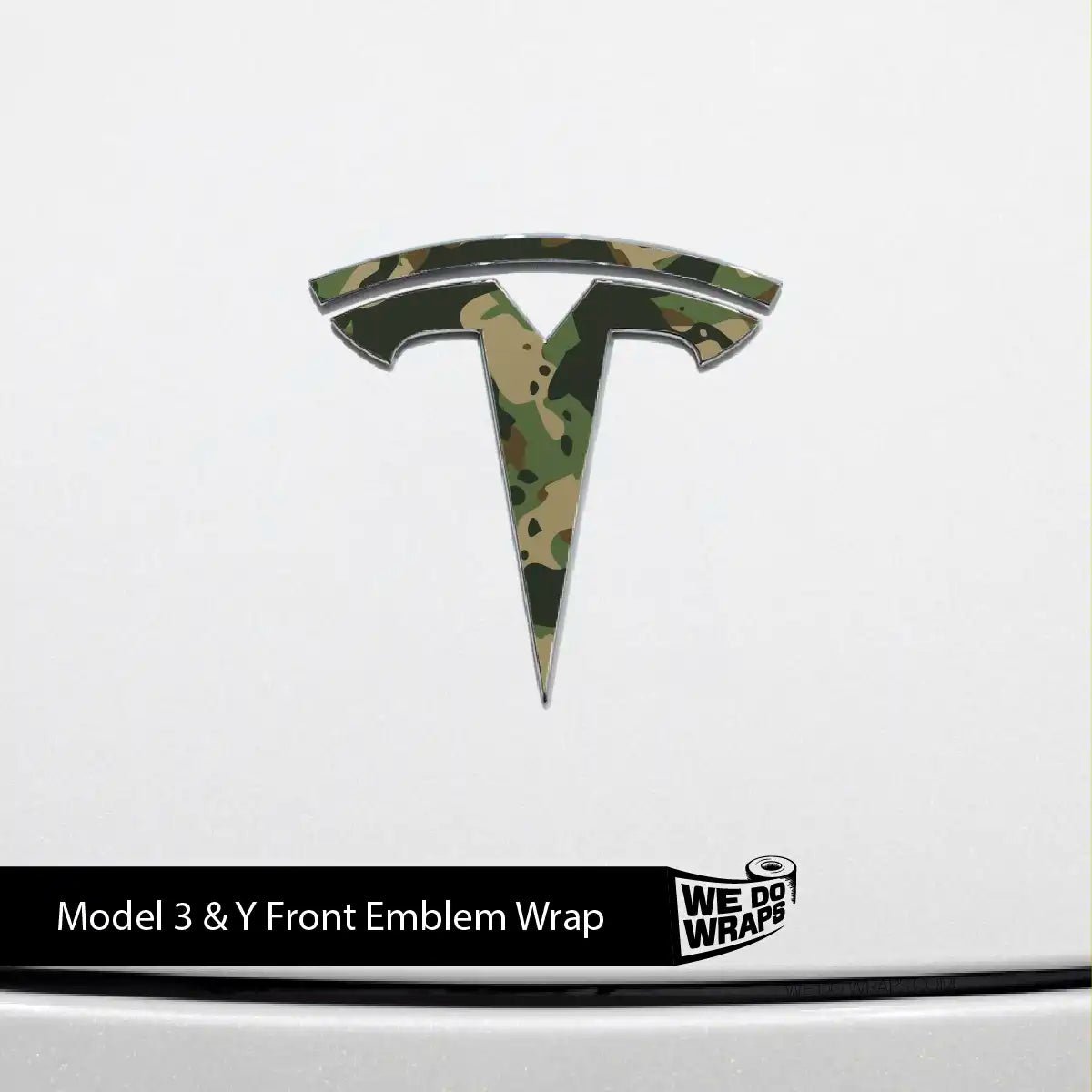 Camo Tesla Emblem Decals (Front + Back) | Model Y - Tesla Emblems