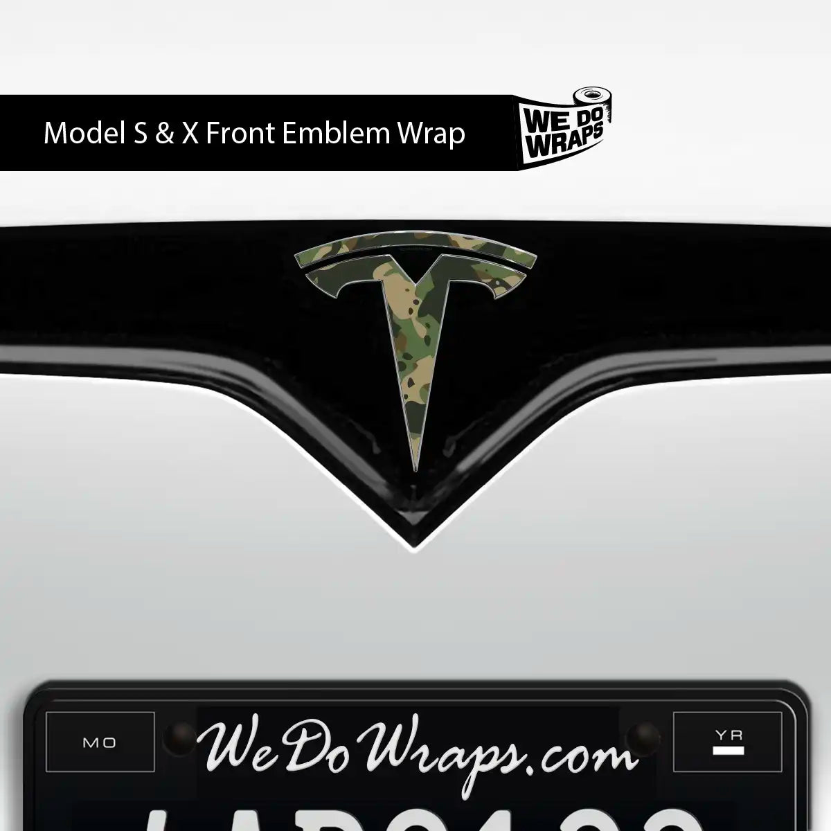 Camo Tesla Emblem Decals (Front + Back) | Model X - Tesla Emblems